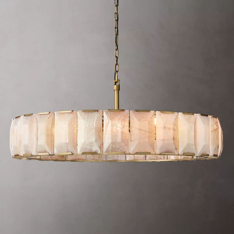 Harlow Chiseled Calcite Round Chandelier 60"