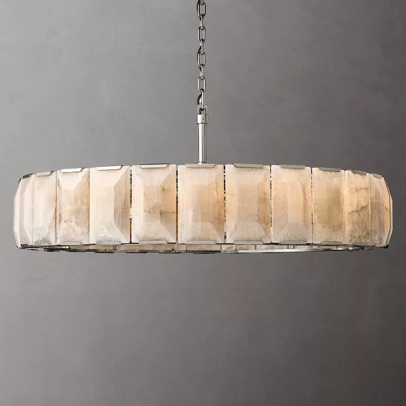 Harlow Chiseled Calcite Round Chandelier 60"