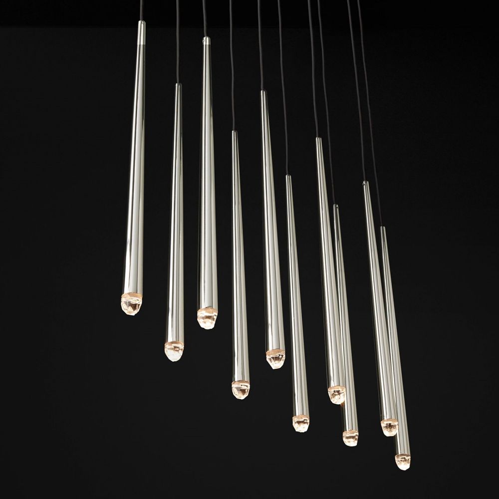 Aquitaine Conical Brass Linear Chandelier 60"