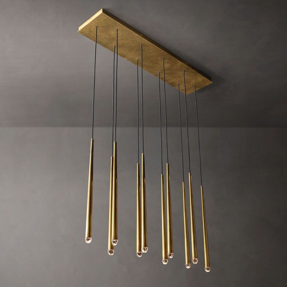 Aquitaine Conical Brass Linear Chandelier 48"