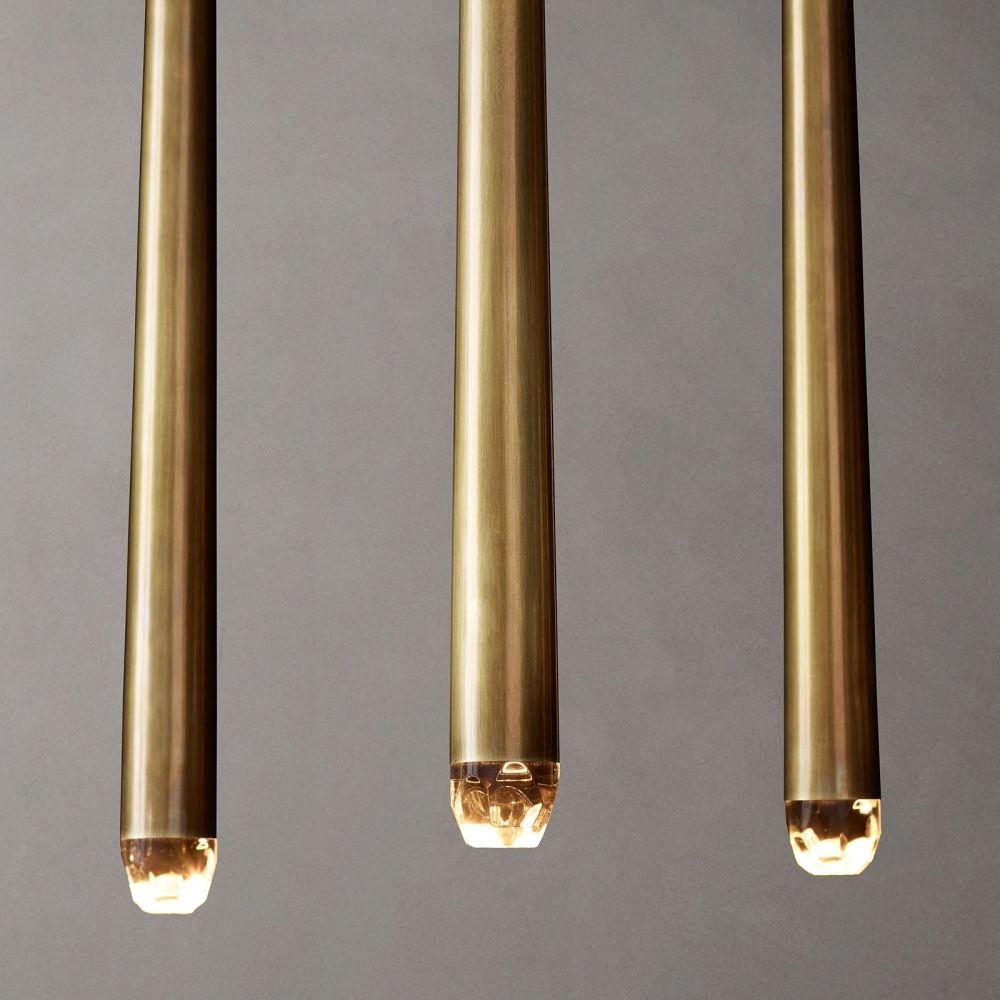 Aquitaine Conical Brass Linear Chandelier 60"