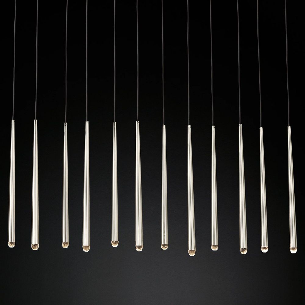 Aquitaine Conical Brass Linear Chandelier 60"