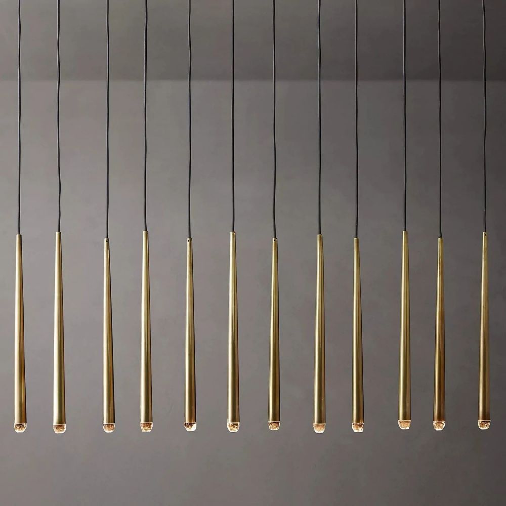Aquitaine Conical Brass Linear Chandelier 60"