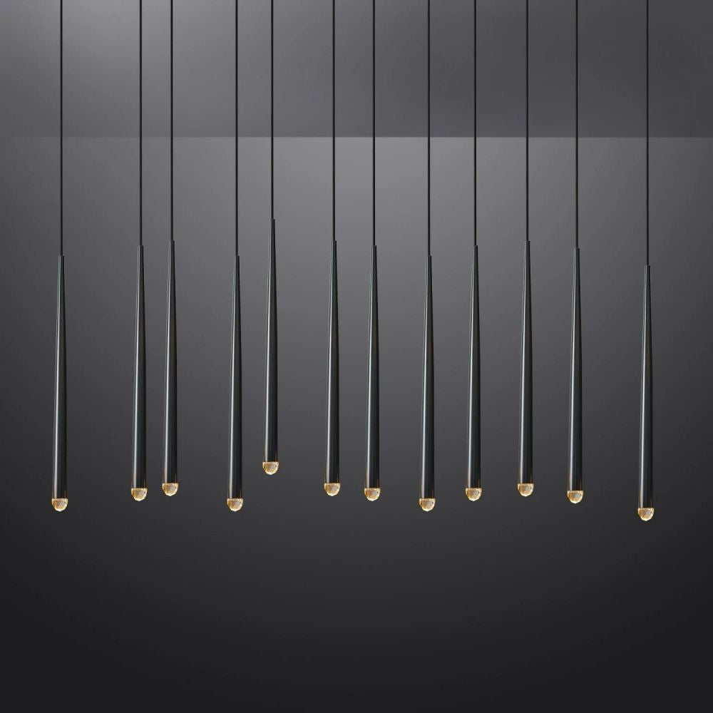 Aquitaine Conical Brass Linear Chandelier 60"