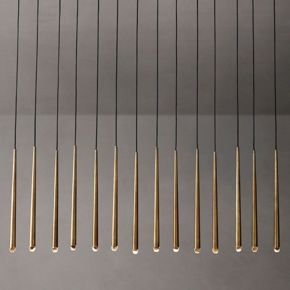 Aquitaine Conical Brass Linear Chandelier 72"