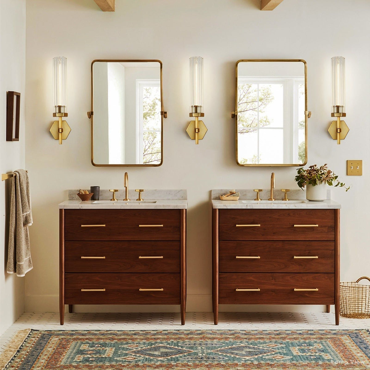 Lambert Hexagonal Shade Double Wall Sconce