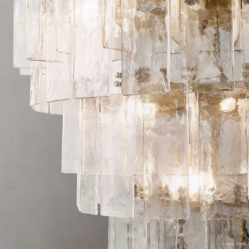 Lattice Contoured Glass Tiered Round Chandelier 47"