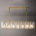 Lattice Contoured Glass Rectangular Chandelier 67"