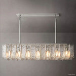 Lattice Contoured Glass Rectangular Chandelier 67"