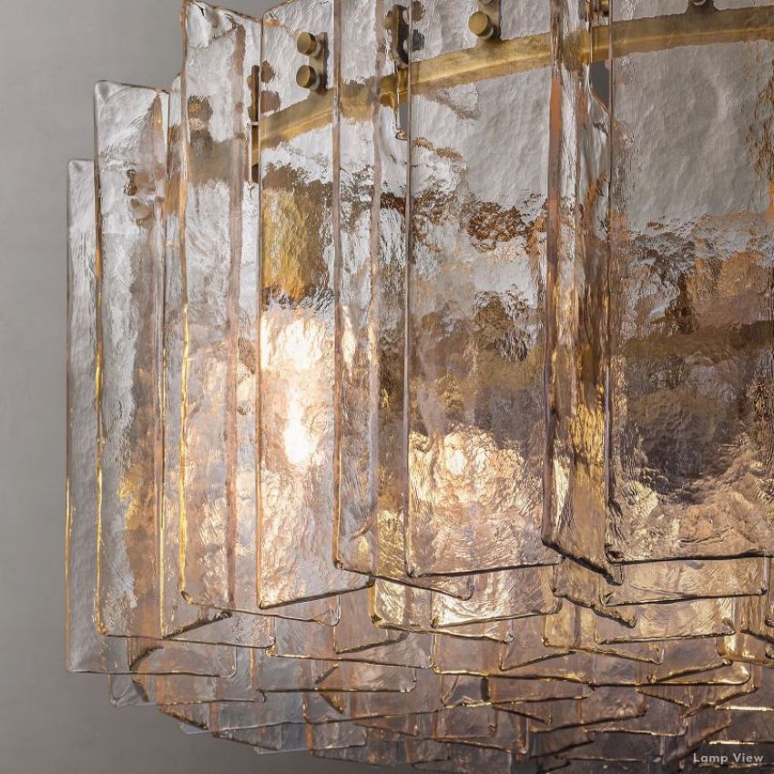 Lattice Contoured Glass Round Chandelier 60"