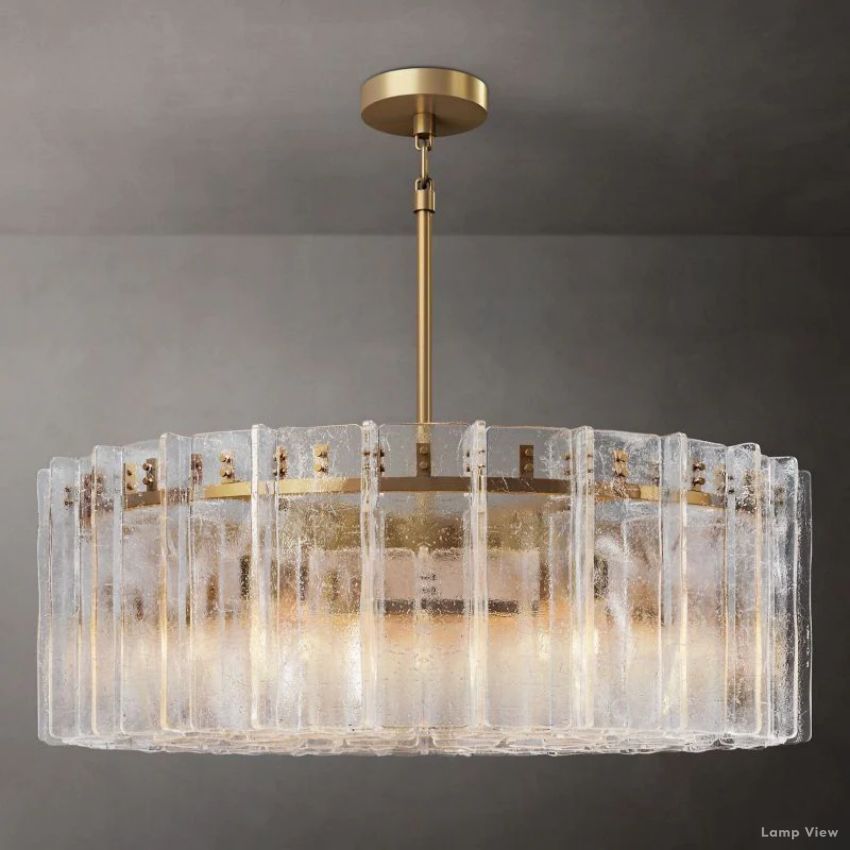 Lattice Contoured Glass Round Chandelier 48"