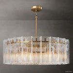 Lattice Contoured Glass Round Chandelier 48"
