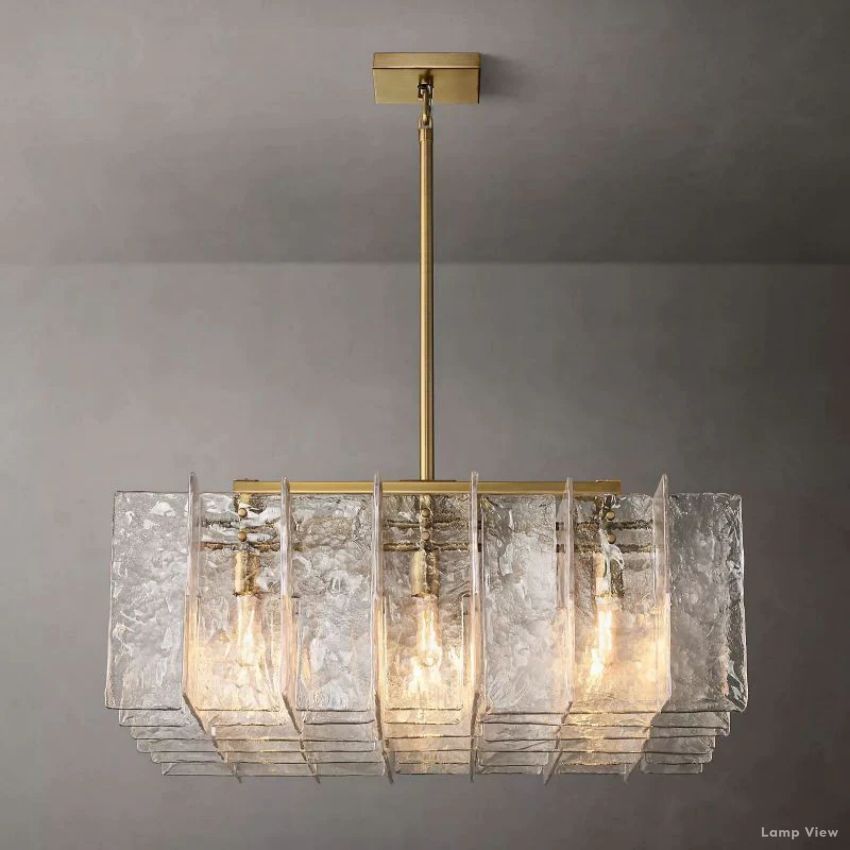 Lattice Contoured Glass Square Chandelier 37"