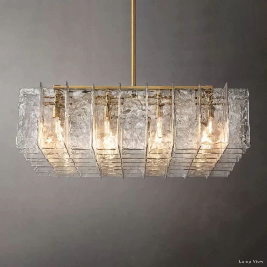 Lattice Contoured Glass Square Chandelier 49"