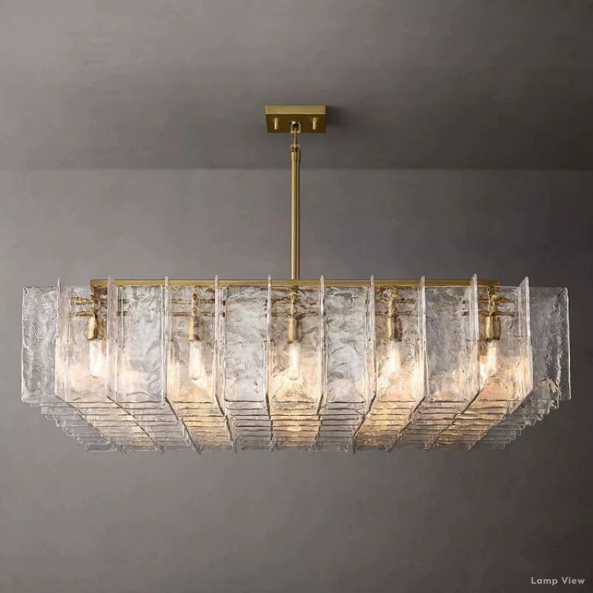 Lattice Contoured Glass Square Chandelier 60"