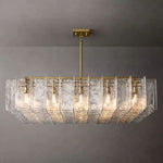 Lattice Contoured Glass Square Chandelier 60"