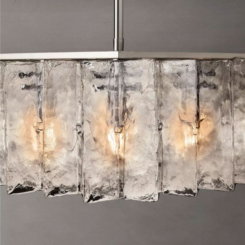 Lattice Contoured Glass Square Chandelier 60"