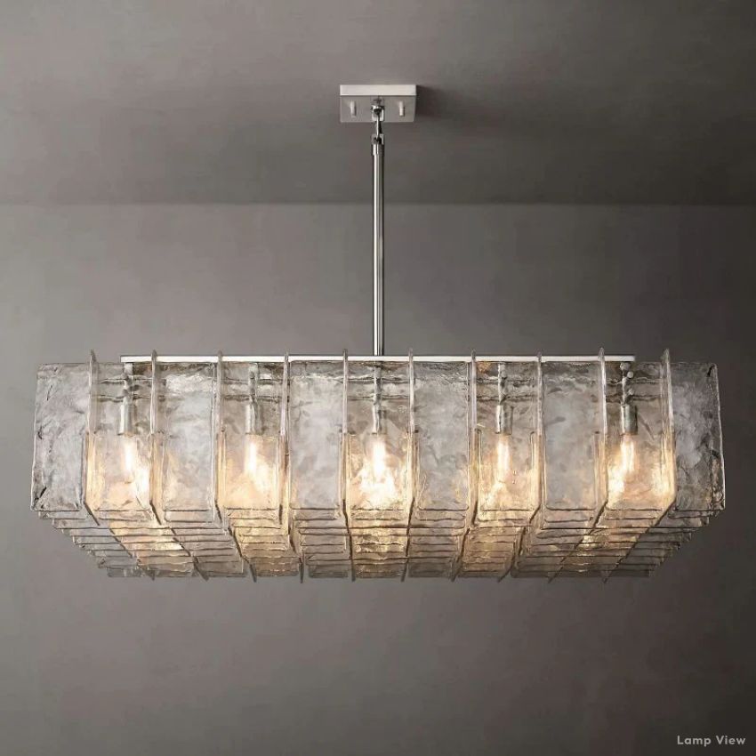 Lattice Contoured Glass Square Chandelier 60"