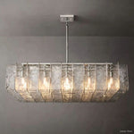 Lattice Contoured Glass Square Chandelier 60"