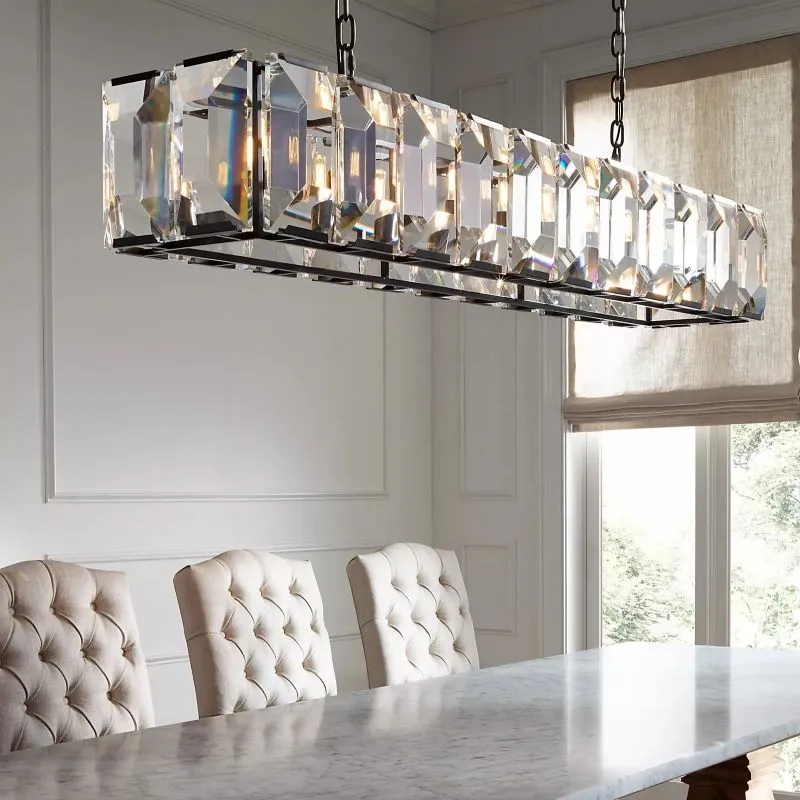 Harlow Chiseled Crystal Rectangle Chandelier 54"