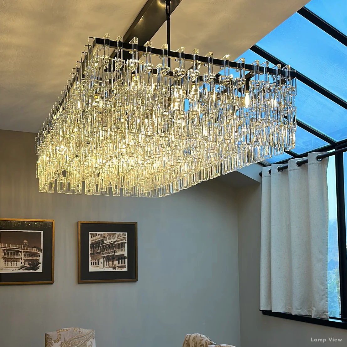 Marignan Chain Crystal Rectangle Chandelier 60"