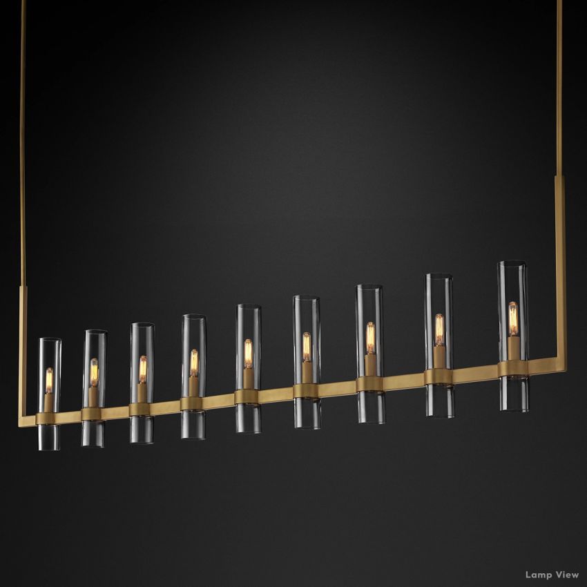 Ravelle Clear Glass Linear Chandelier 73"