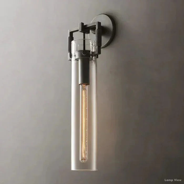 Machinist Glass Cylinder Wall Sconce