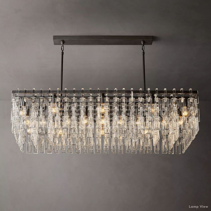 Marignan Chain Crystal Rectangle Chandelier 60"