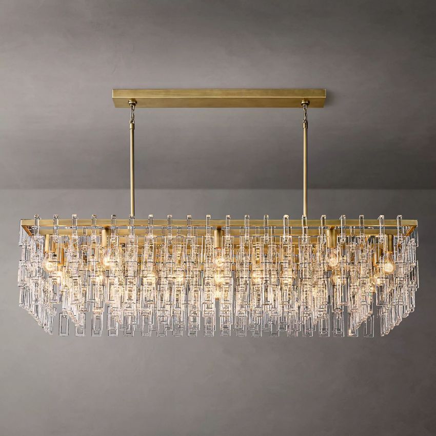 Marignan Chain Crystal Rectangle Chandelier 60"