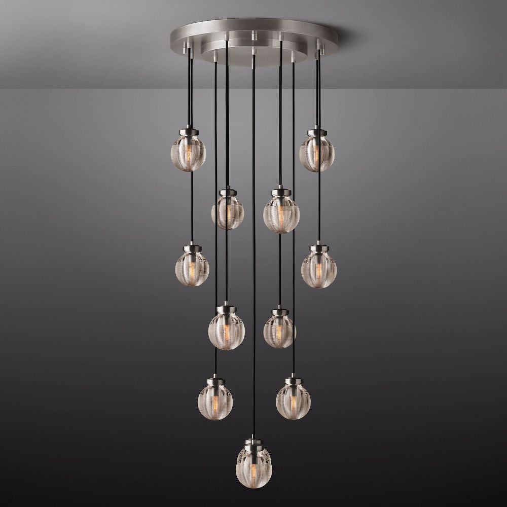 Pearl Shimmering Crystal Round Chandelier 22"