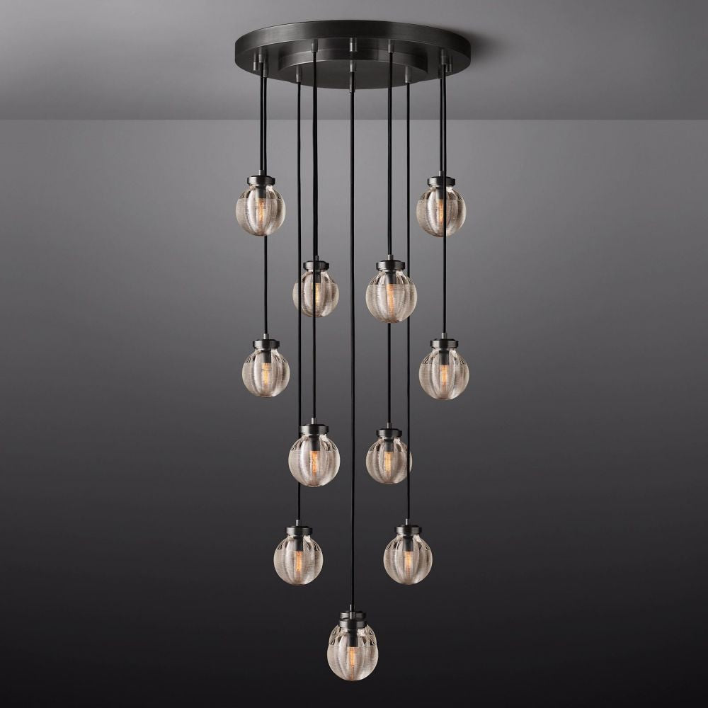 Pearl Shimmering Crystal Round Chandelier 22"