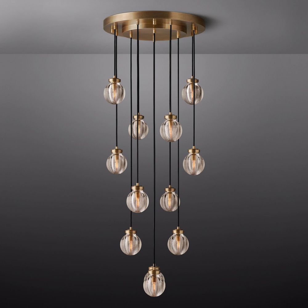 Pearl Shimmering Crystal Round Chandelier 22"