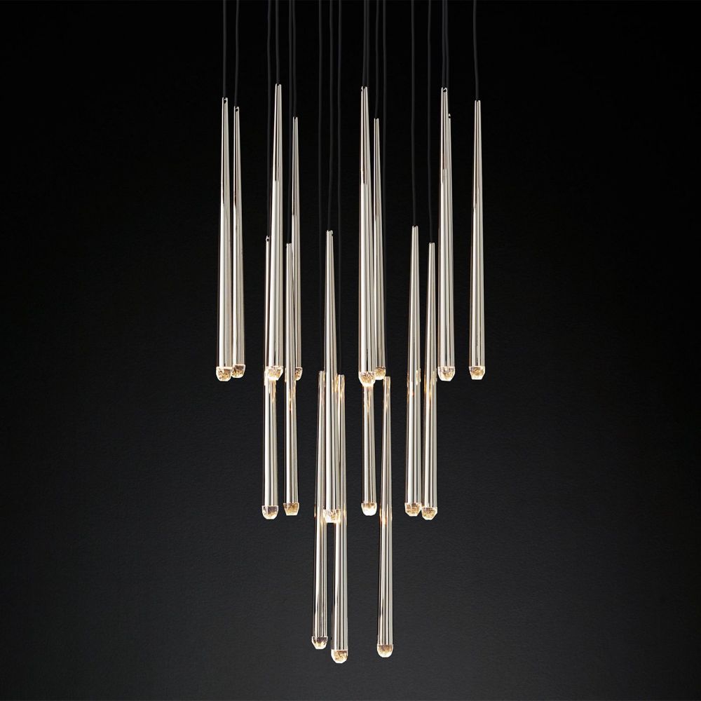 Aquitaine Conical Brass Round Chandelier 30"