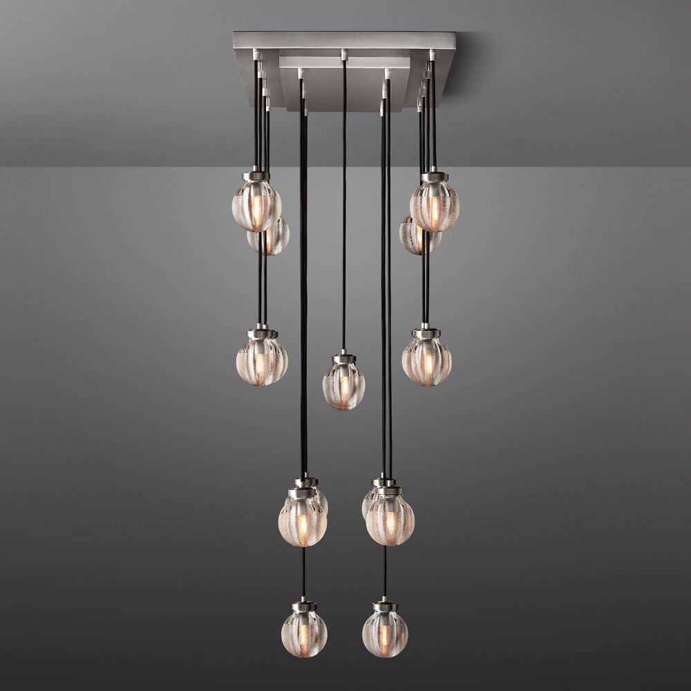 Pearl Shimmering Crystal Rectangle Chandelier 36"