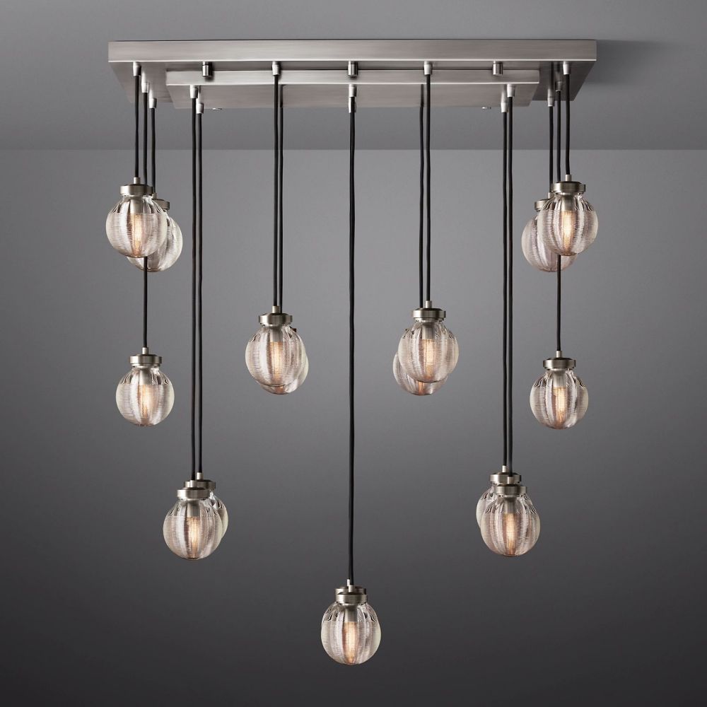 Pearl Shimmering Crystal Rectangle Chandelier 36"