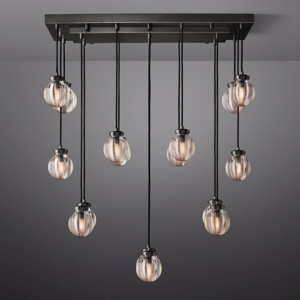 Pearl Shimmering Crystal Rectangle Chandelier 36"