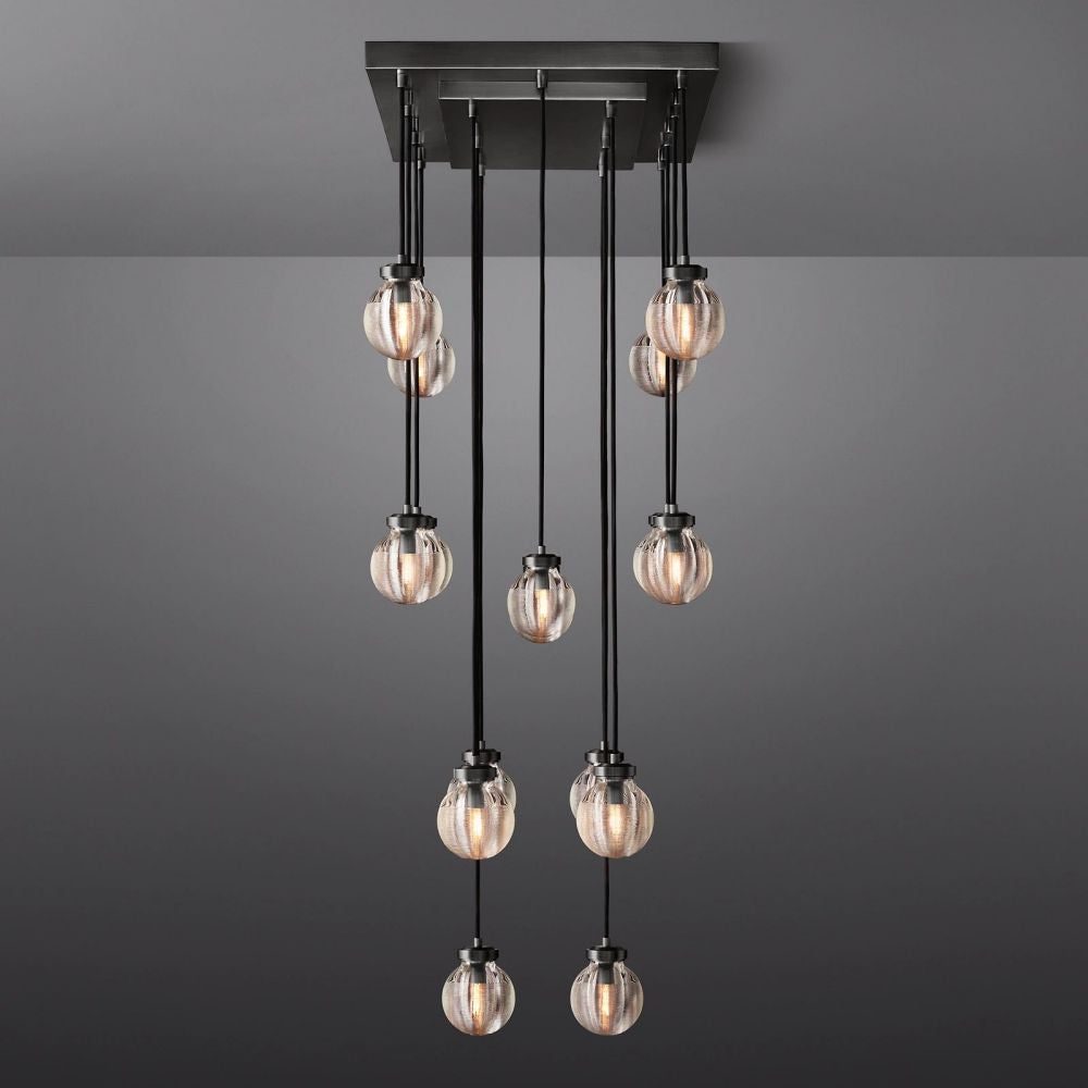 Pearl Shimmering Crystal Rectangle Chandelier 36"