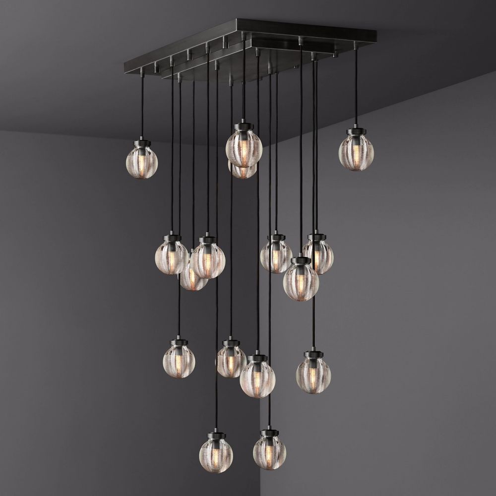 Pearl Shimmering Crystal Rectangle Chandelier 36"
