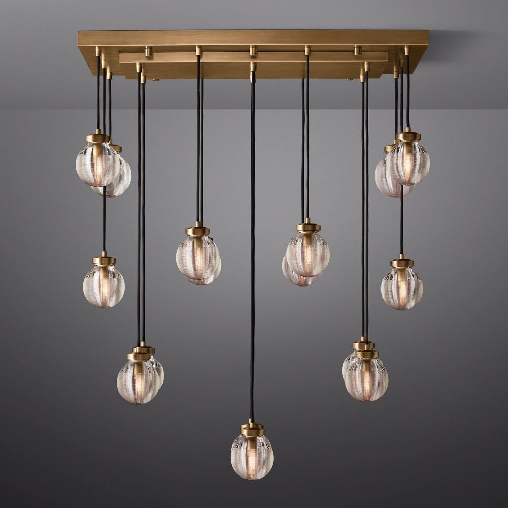 Pearl Shimmering Crystal Rectangle Chandelier 36"
