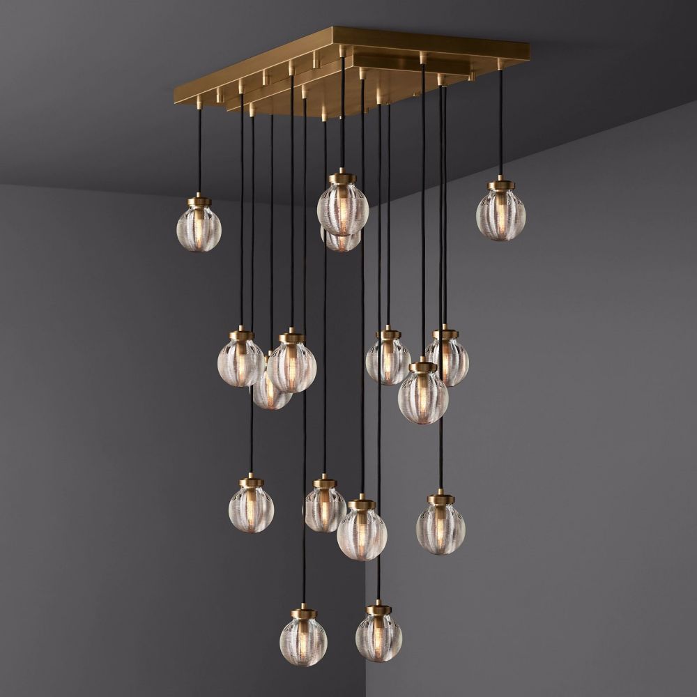 Pearl Shimmering Crystal Rectangle Chandelier 36"