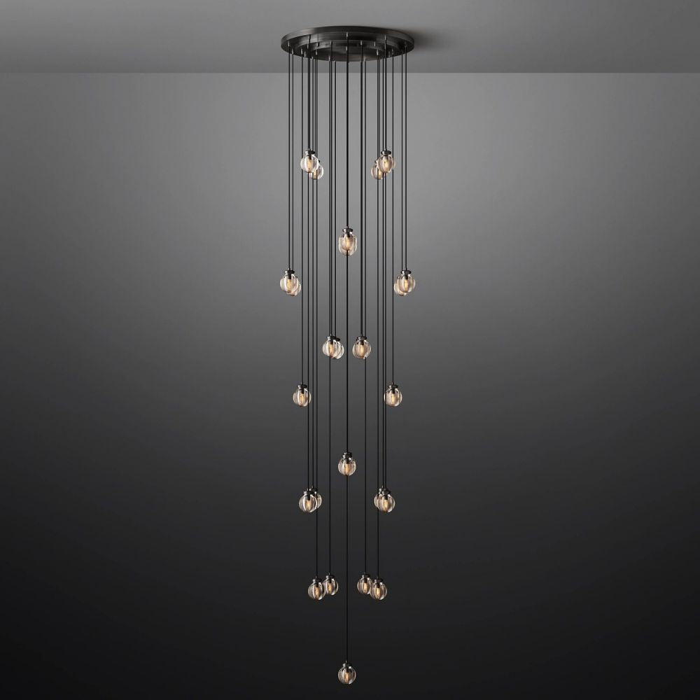 Pearl Shimmering Crystal Round Chandelier 38"