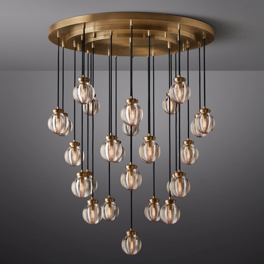 Pearl Shimmering Crystal Round Chandelier 38"