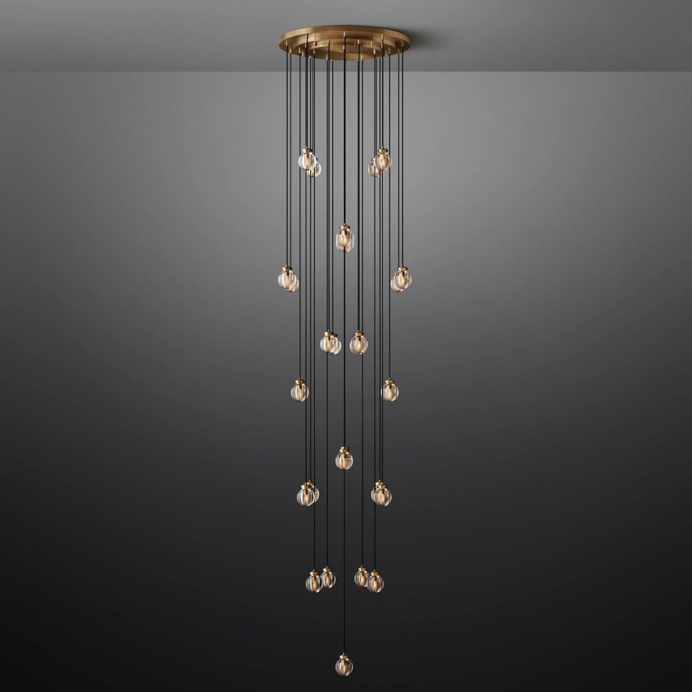 Pearl Shimmering Crystal Round Chandelier 38"