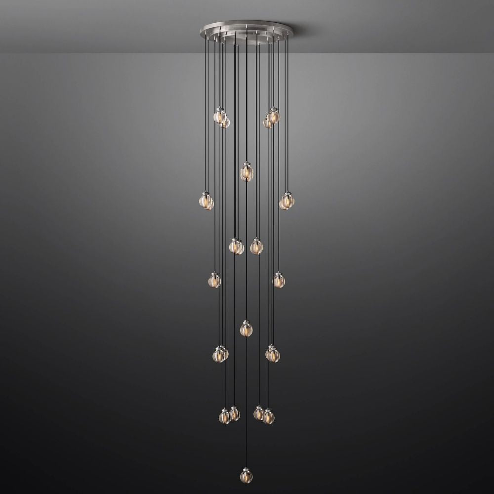 Pearl Shimmering Crystal Round Chandelier 38"