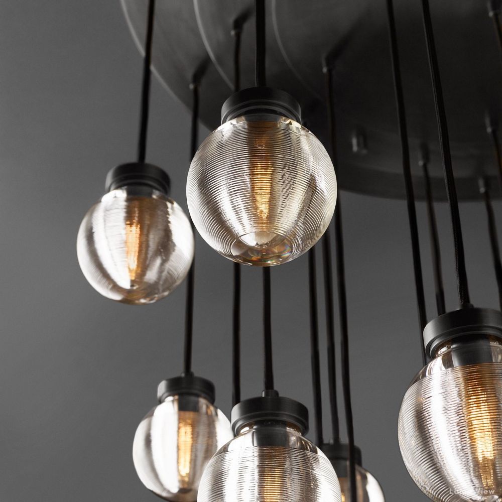 Pearl Shimmering Crystal Round Chandelier 38"