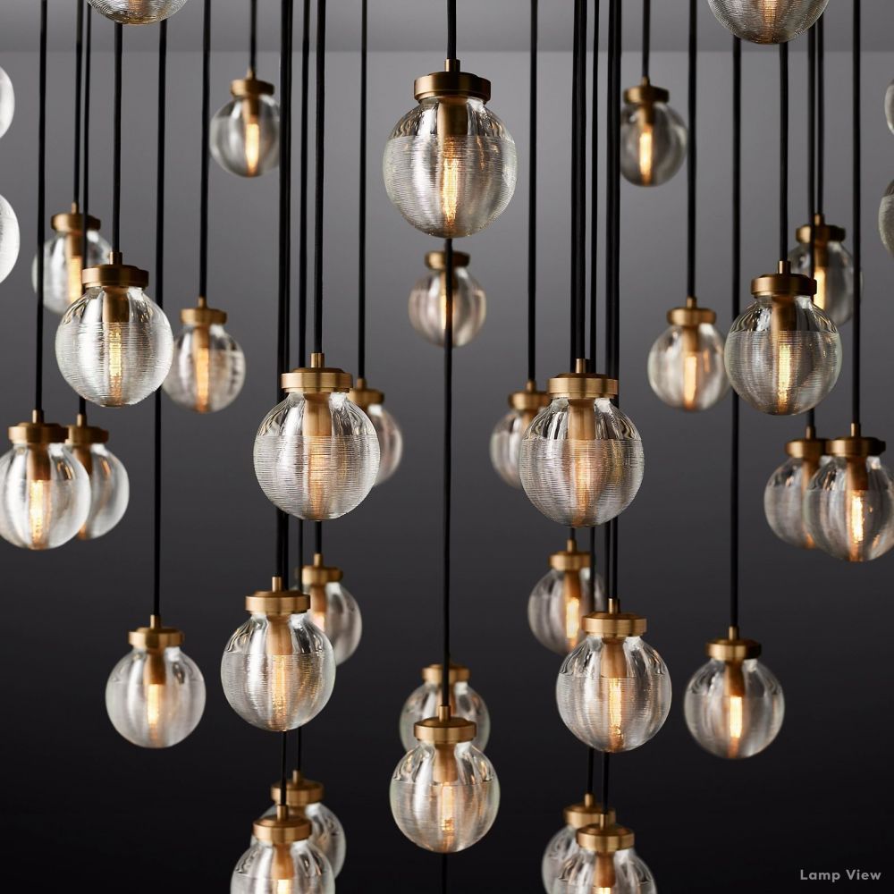 Pearl Shimmering Crystal Round Chandelier 48"