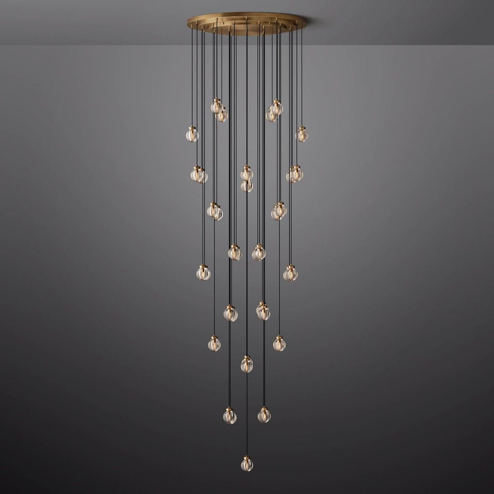 Pearl Shimmering Crystal Round Chandelier 48"