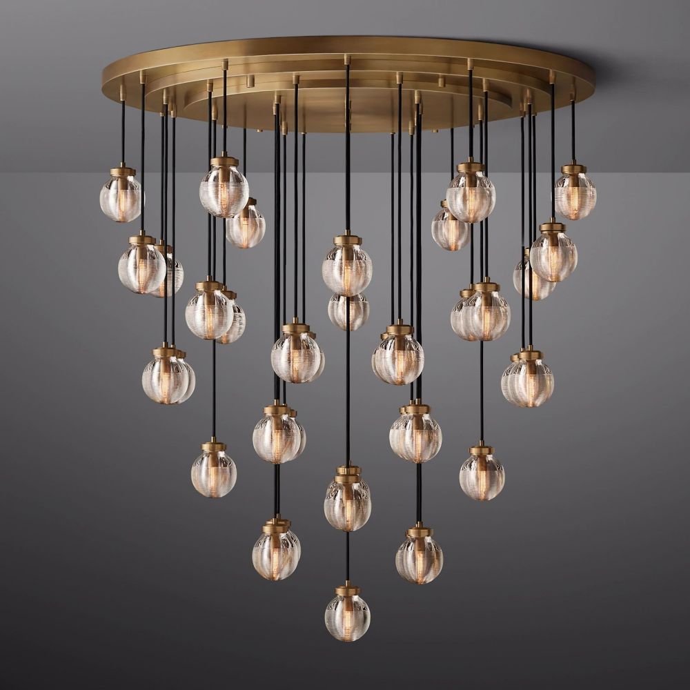 Pearl Shimmering Crystal Round Chandelier 48"