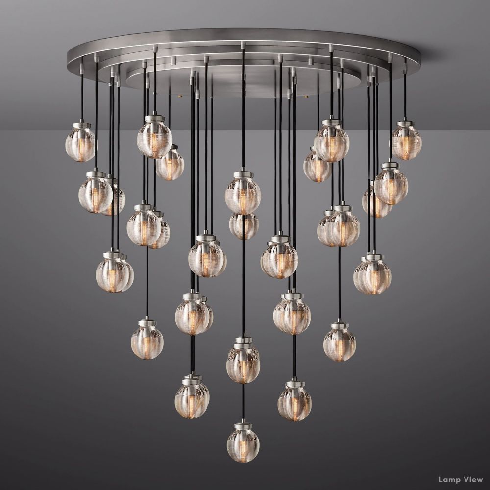 Pearl Shimmering Crystal Round Chandelier 48"