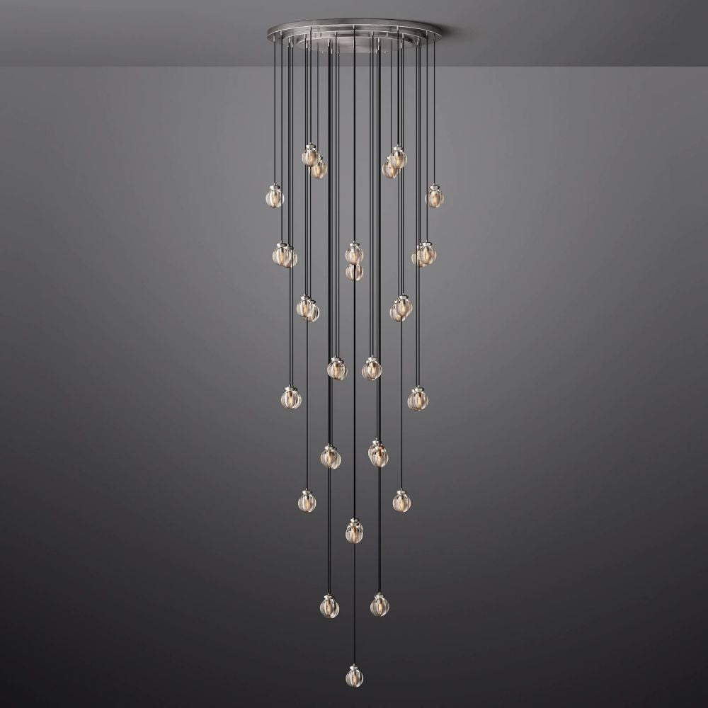 Pearl Shimmering Crystal Round Chandelier 48"